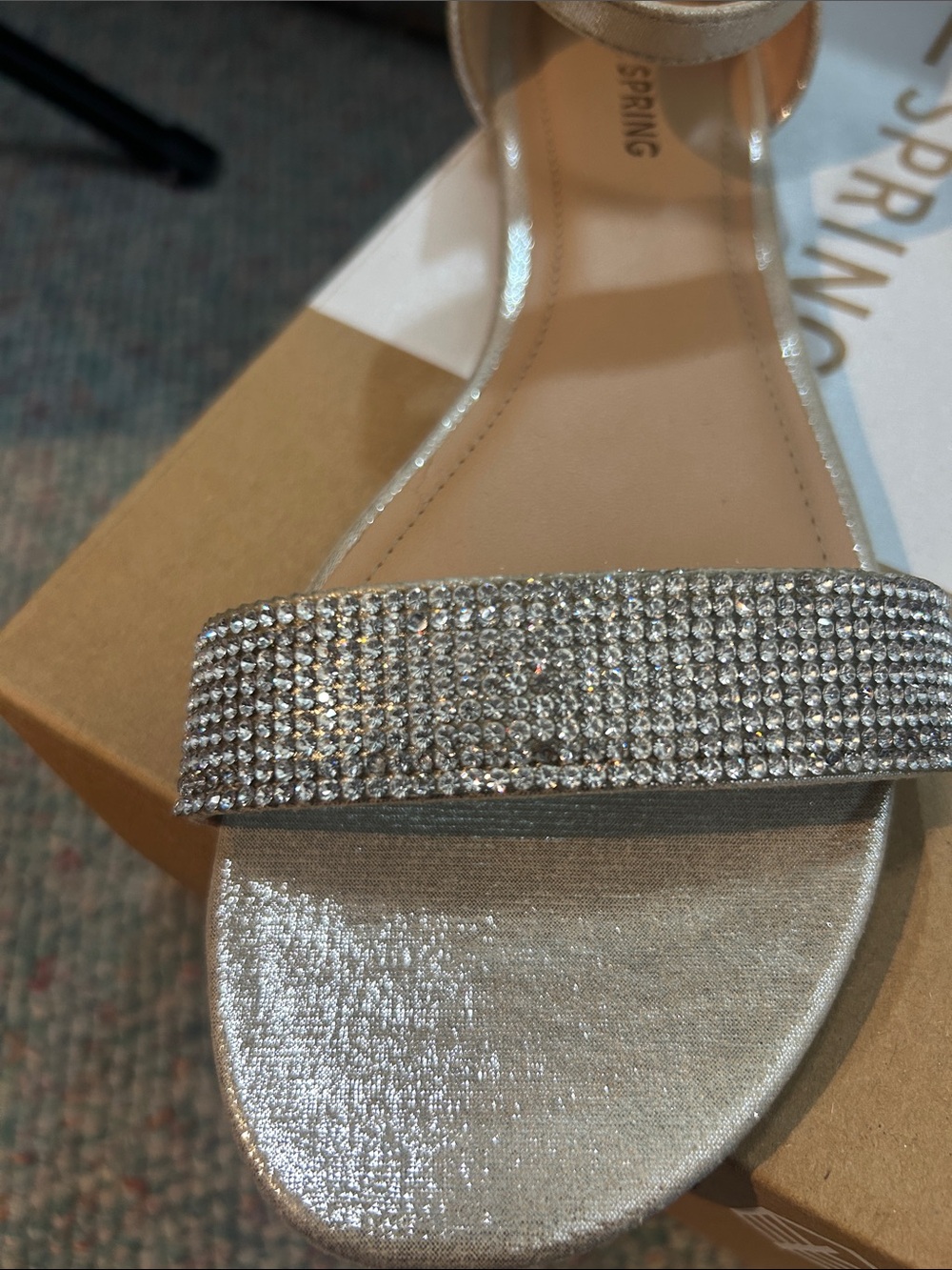 Call It Spring Silver Rhinestone Ankle-Strap Sandals - Picture 6 of 11